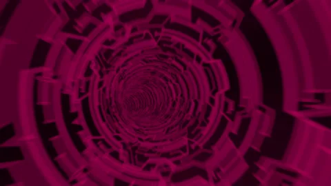 Abstract sci-fi red tunnel with rectangular design elements. Futuristic for m Stock Footage 163056295
