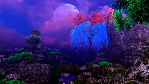 Abstract sci-fi scene with blue tree Video stock 86421764