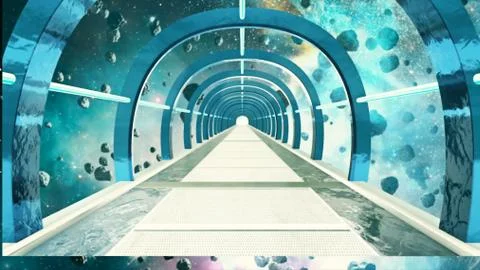 Abstract sci-fi space corridor Stock Illustration