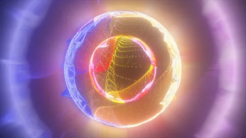 Abstract sci-fi space round spherical light from yellow to blue, bright, glow Stock Footage 248705887