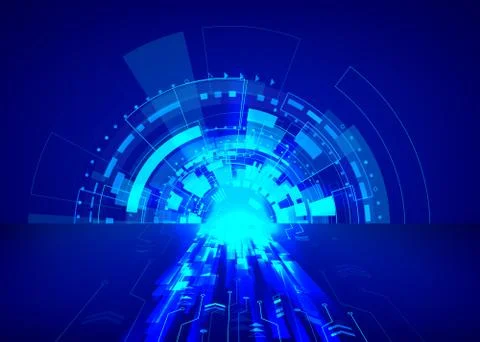 Abstract sci-fi technology background. Futuristic cyber system in blue colors Stock Illustration