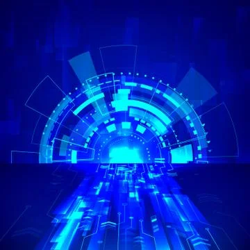 Abstract sci-fi technology background. Futuristic cyber system in blue colors Stock Illustration
