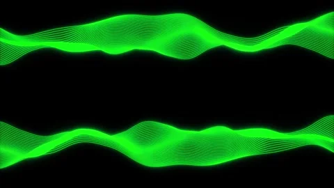 Abstract Sci-Fi Template with Two Green Wavy Lines, One on Top and One at Bottom Stock Footage 314474805
