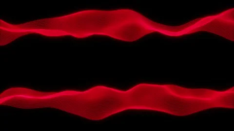 Abstract Sci-Fi Template with Two Red Wavy Lines, One on Top and One at Bottom Stock Footage 314474841