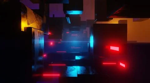 Abstract sci-fi tunnel. EDM club concert, high tech background. Time warp por Stock Illustration