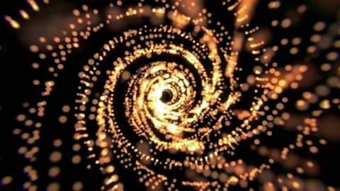 Abstract sci fi tunnel. Gold bokeh lights. Stock Footage 112254711