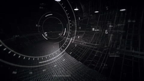 Abstract Sci Fi tunnel HUD looping animation.2D graphic effects. 2 Video stock 246378626