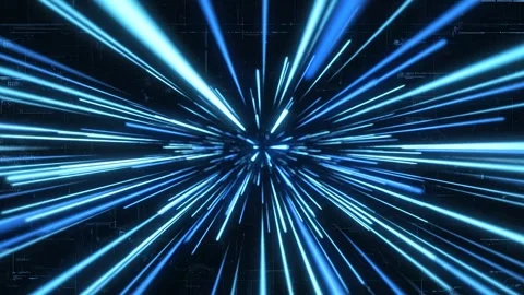 Abstract Sci-Fi Warp Speed Motion Background with Blue Glowing Lines Stock Footage 340045458