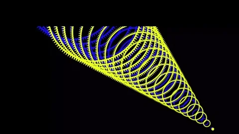 Abstract Sci-Fi Warp Tunnel with Yellow and Blue Geometric Gear Rings Stock Footage 321550192