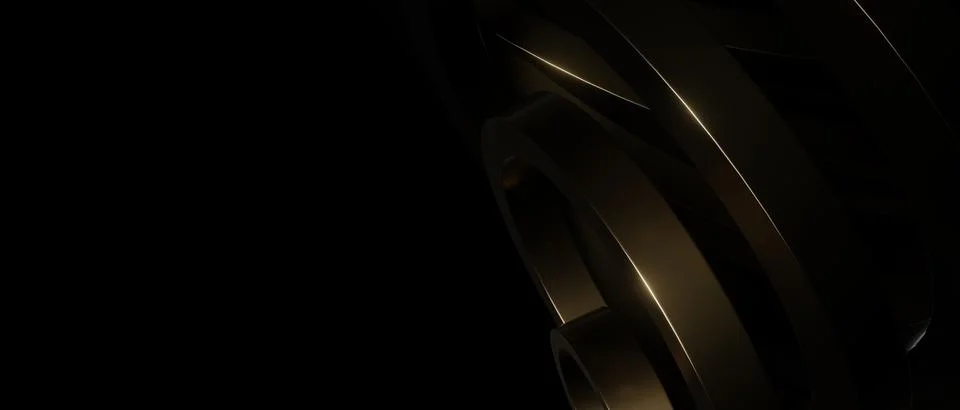 Abstract Science Abstract Wave Copper Gold Grey Banner Background 3D Renderin Stock Illustration