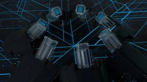 Abstract science and technological background. Circuit board 3d illustration 스톡 일러스트