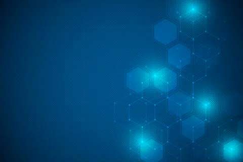 Abstract science and technology concept from hexagonal elements. Polygonal ge Illustrazione stock