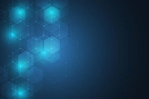 Abstract science and technology concept from hexagonal elements. Polygonal ge Stock Illustration