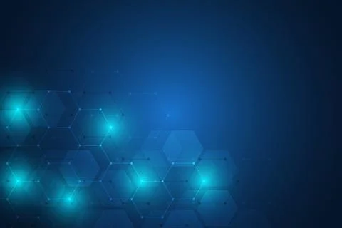 Abstract science and technology concept from hexagonal elements. Polygonal ge Stock Illustration