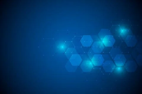 Abstract science and technology concept from hexagonal elements. Polygonal ge Illustrazione stock