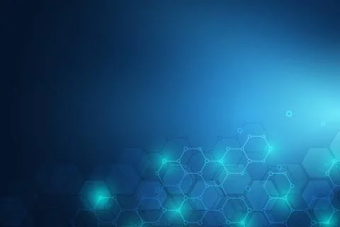 Abstract science and technology concept from hexagonal elements. Polygonal ge Stock Illustration