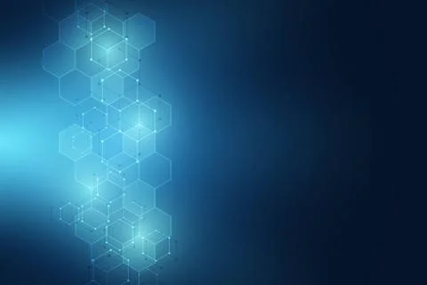 Abstract science and technology concept from hexagonal elements. Polygonal ge Stock Illustration