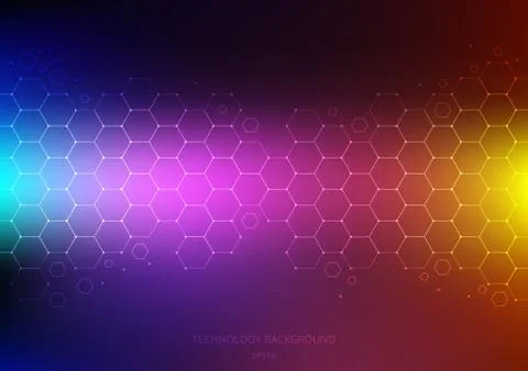 Abstract science and technology concept from hexagons pattern with node on vi Illustrazione stock