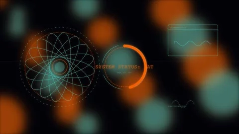 Abstract science animation with rotating geometric HUD elements Stock Footage 346159070