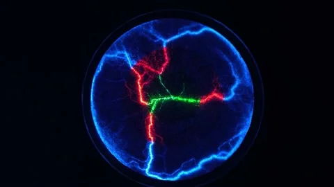 Abstract science background and object, electric lighting. Red, green and blue Stock Footage 154406260
