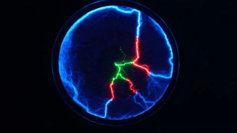 Abstract science background and object, electric lighting. Red, green and blue Stock Footage 162213726