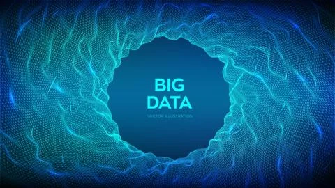 Abstract science background. Circle grid wave. Big data innovation technology Illustrazione stock