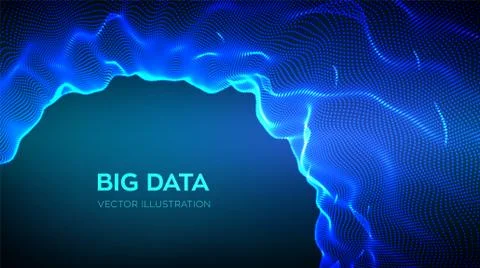 Abstract science background. Circle grid wave. Big data innovation technology Stock Illustration