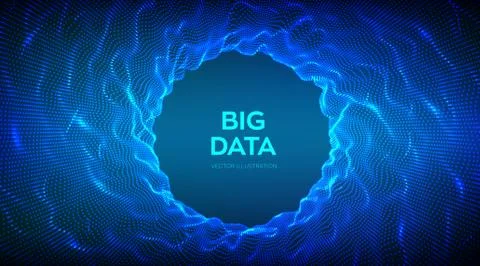 Abstract science background. Circle grid wave. Big data innovation technology Illustrazione stock