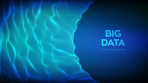 Abstract science background. Circle grid wave. Big data innovation technology Stock Illustration