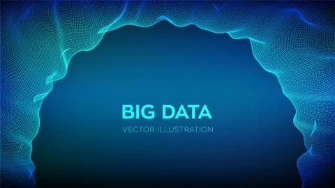 Abstract science background. Circle grid wave. Big data innovation technology Stock Illustration