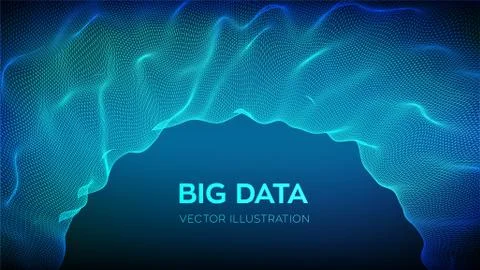 Abstract science background. Circle grid wave. Big data innovation technology 스톡 일러스트