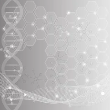 Abstract science background design with hexagons and glow Illustrazione stock