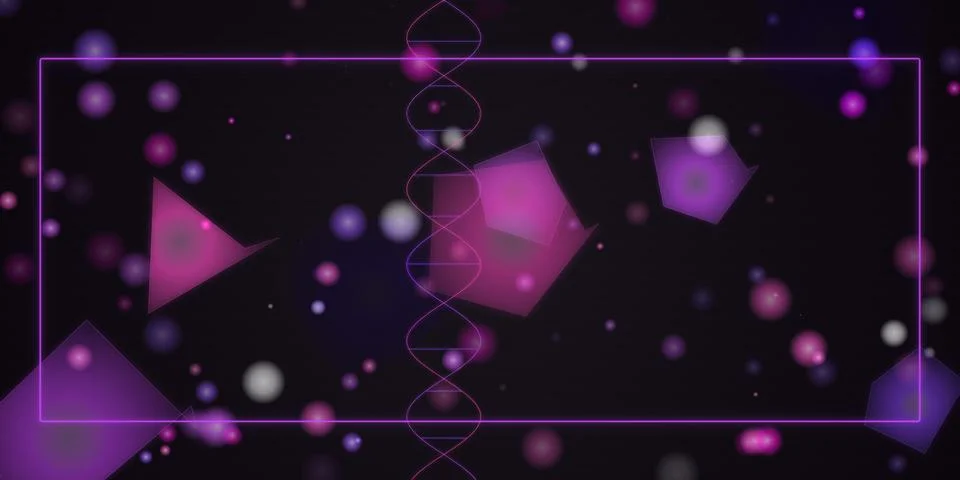 Abstract science background with dna strand and purple shapes Иллюстрация