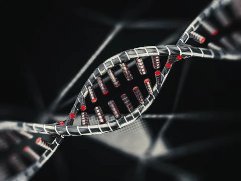 Abstract science background with DNA strands. 3D Illustrazione stock