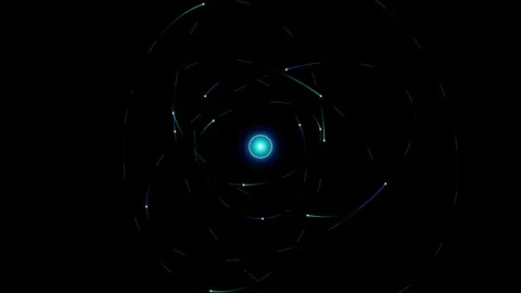 Abstract science background featuring glowing atom structure with orbiting .. Stock Footage 344240399