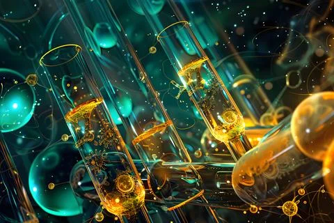 Abstract science concept background with 3d rendered elements Stock Photos