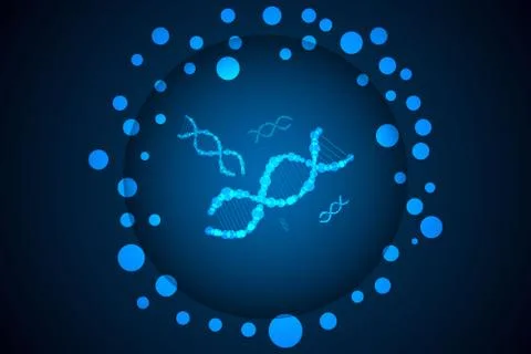 Abstract science concept DNA on cell molecule hi tech on background 스톡 일러스트