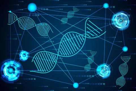 Abstract science concept DNA digital link hi tech on background 스톡 일러스트
