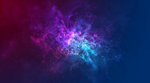 Abstract Science Dark Red Blue Shine Wavy Glitter Dust Nebula Clouds In Space  Illustrazione stock