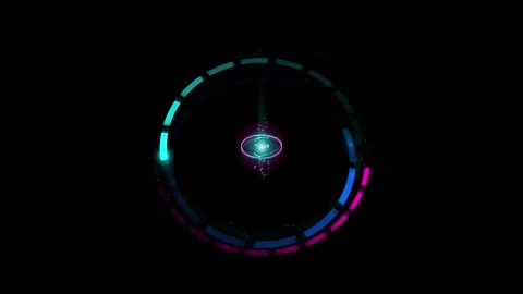 Abstract science fiction atom model rotating in deep space with vibrant glo.. Stock Footage 345895984