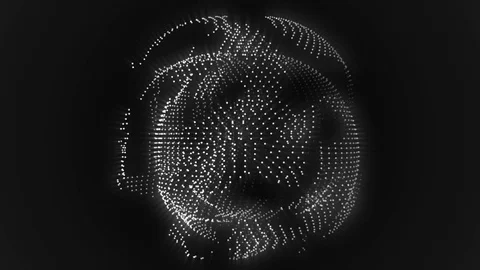 Abstract science fiction technical orb motion background black white loop Video stock 77875049