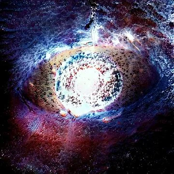Abstract science illustration of space nebula shaped like a human eye Stock Illustration