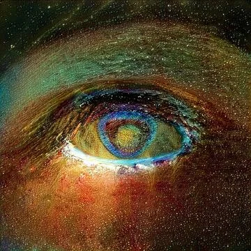 Abstract science illustration of space nebula shaped like a human eye Stock Illustration