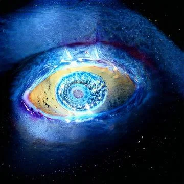 Abstract science illustration of space nebula shaped like a human eye Stock Illustration