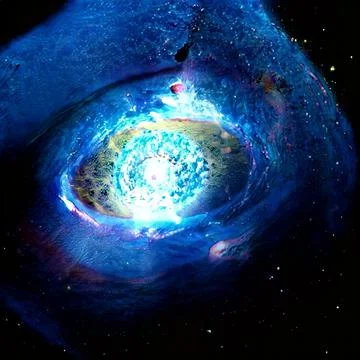 Abstract science illustration of space nebula shaped like a human eye Stock Illustration