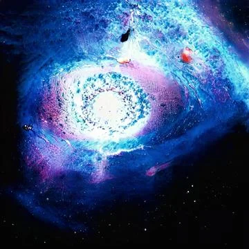 Abstract science illustration of space nebula shaped like a human eye Stock Illustration