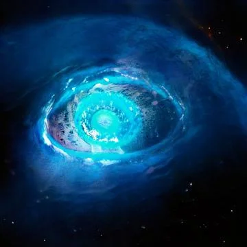 Abstract science illustration of space nebula shaped like a human eye Stock Illustration