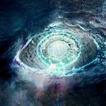 Abstract science illustration of space nebula shaped like a human eye Stock Illustration