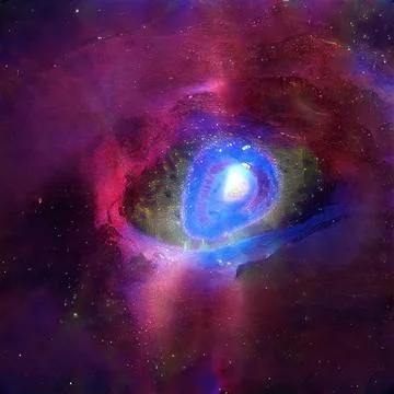 Abstract science illustration of space nebula shaped like a human eye Stock Illustration