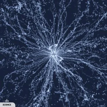 Abstract science or technology background. Array with dynamic particles. Stock Illustration